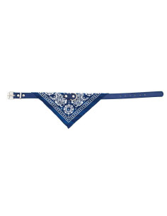 collier bandana cuir synthetique, 30x1 cm, bleu