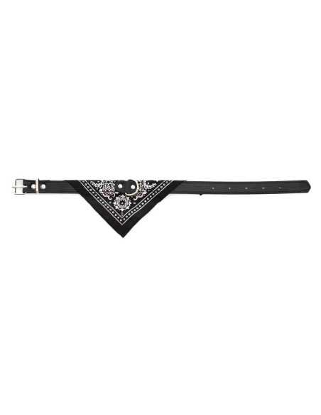 collier bandana cuir synthetique, 52x2,5 cm, noir