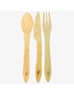 Couverts en bois Set (Couteaux X6/Fourchettes X6/CuillèresX6)