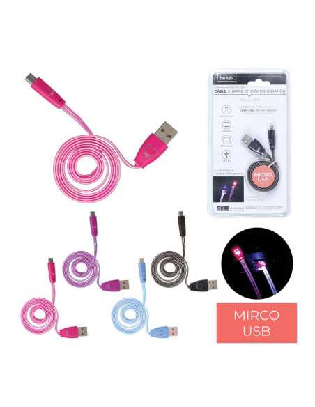 Cable Charge Et Sync Micro Usb Plat Lumineux M24