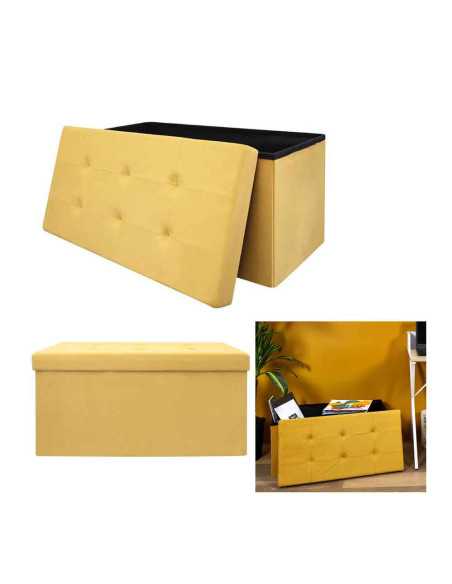 Coffre Banc Pliable Suedine Jaune M2
