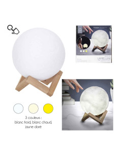 Lampe Tactile Lune Ronde 3D D15Cm M8
