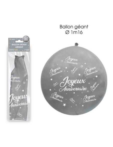 Ballon Geant Joyeux Anniversaire Argent