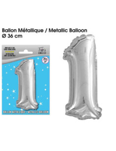 Ballon Metallique Argent Chiffre 1