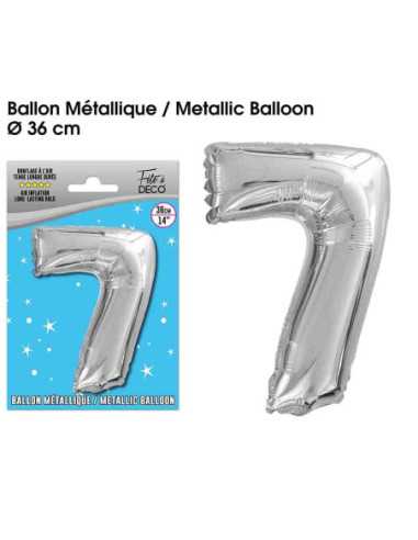 Ballon Metallique Argent Chiffre 7