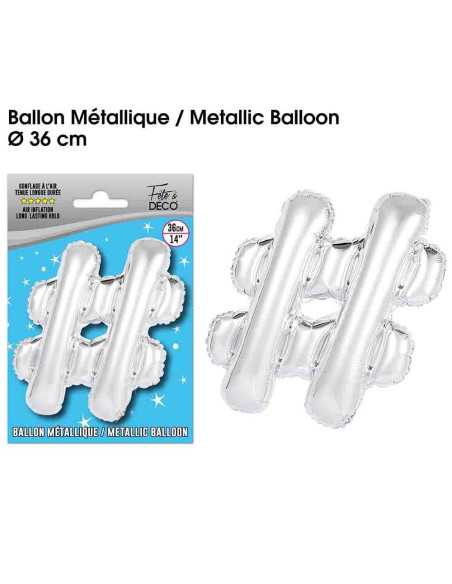 Ballon Metallique Argent Hashtag