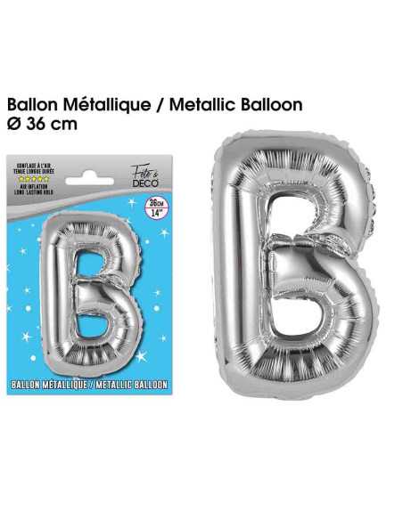 Ballon Metallique Argent Lettre B