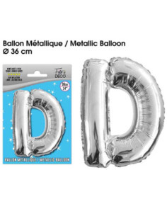 Ballon Metallique Argent Lettre D