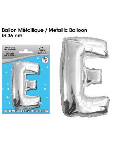 Ballon Metallique Argent Lettre E