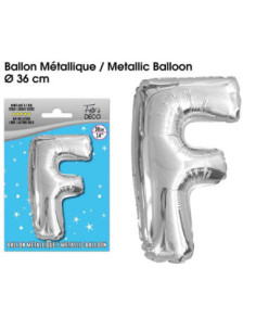 Ballon Metallique Argent Lettre F