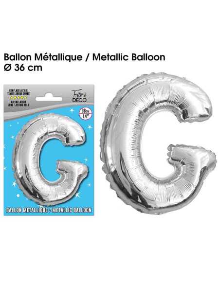 Ballon Metallique Argent Lettre G