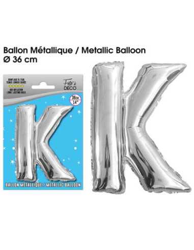 Ballon Metallique Argent Lettre K
