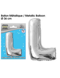 Ballon Metallique Argent Lettre L