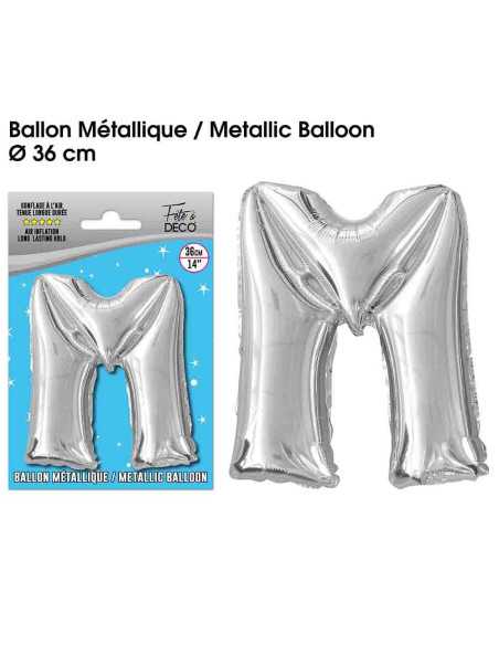 Ballon Metallique Argent Lettre M