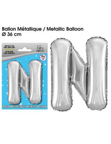 Ballon Metallique Argent Lettre N
