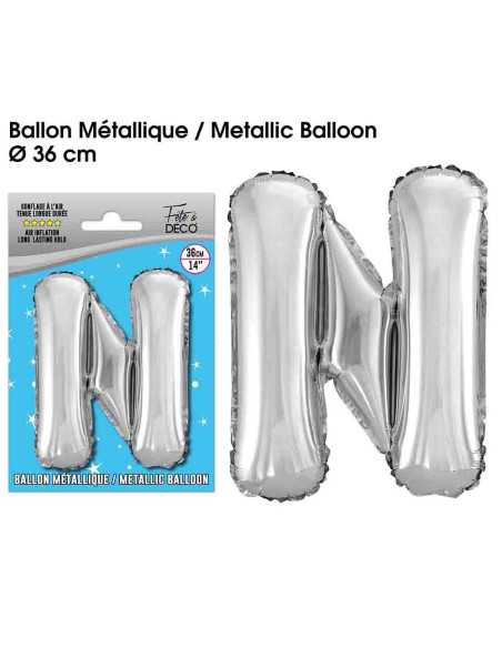 Ballon Metallique Argent Lettre N