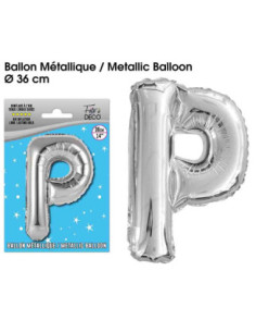Ballon Metallique Argent Lettre P