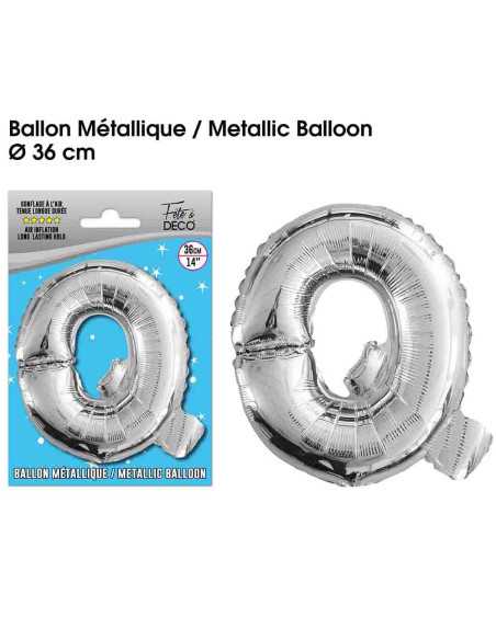 Ballon Metallique Argent Lettre Q