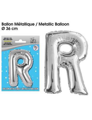Ballon Metallique Argent Lettre R