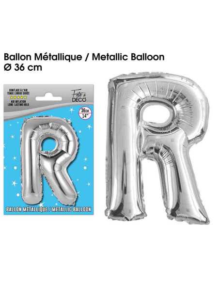 Ballon Metallique Argent Lettre R