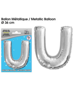 Ballon Metallique Argent Lettre U