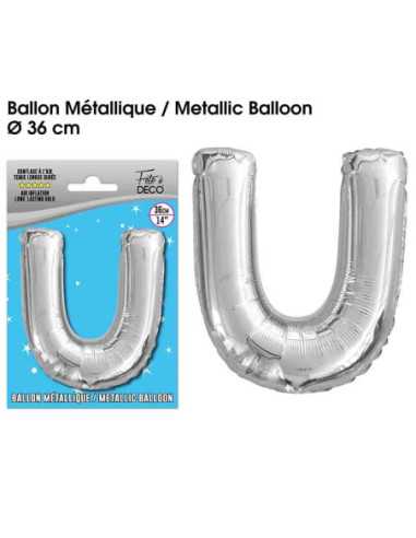 Ballon Metallique Argent Lettre U