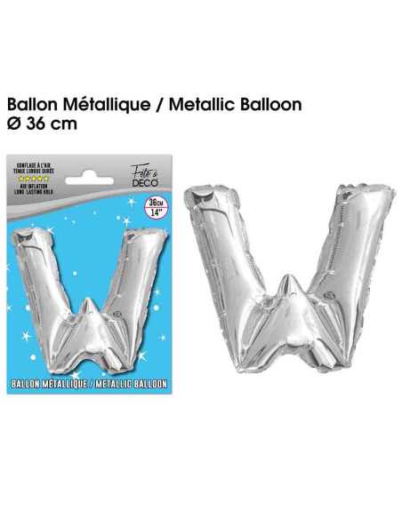 Ballon Metallique Argent Lettre W