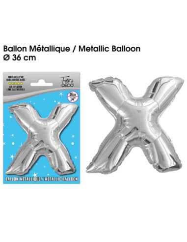 Ballon Metallique Argent Lettre X