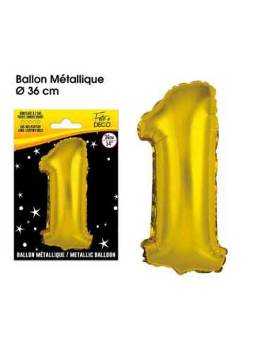 Ballon Metallique Or Chiffre 1