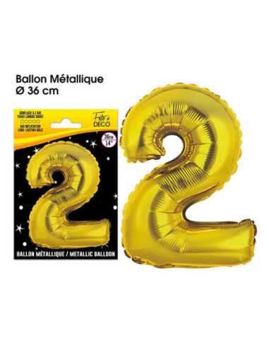 Ballon Metallique Or Chiffre 2