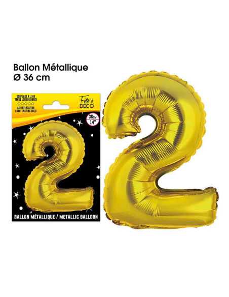 Ballon Metallique Or Chiffre 2