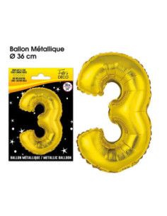Ballon Metallique Or Chiffre 3