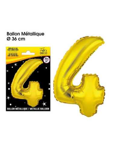 Ballon Metallique Or Chiffre 4