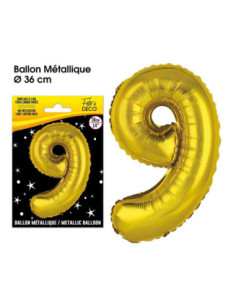 Ballon Metallique Or Chiffre 9