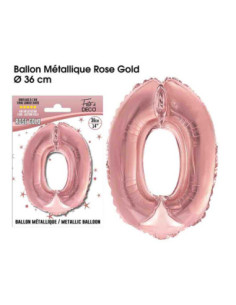 Ballon Metallique Rose Gold Chiffre 0