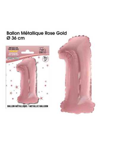 Ballon Metallique Rose Gold Chiffre 1