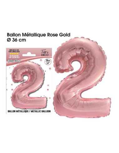 Ballon Metallique Rose Gold Chiffre 2