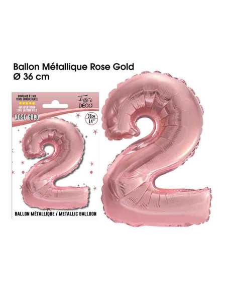 Ballon Metallique Rose Gold Chiffre 2