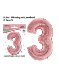 Ballon Metallique Rose Gold Chiffre 3