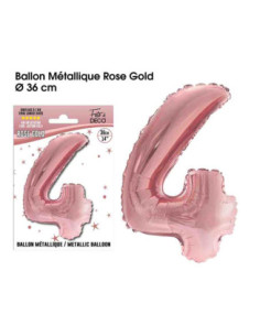 Ballon Metallique Rose Gold Chiffre 4