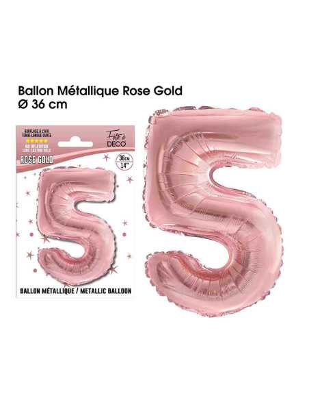 Ballon Metallique Rose Gold Chiffre 5