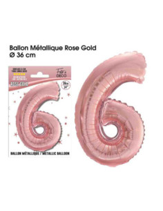 Ballon Metallique Rose Gold Chiffre 6