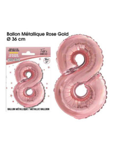 Ballon Metallique Rose Gold Chiffre 8