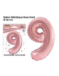 Ballon Metallique Rose Gold Chiffre 9
