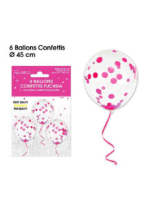 Ballons Confettis X6 Fuchsia
