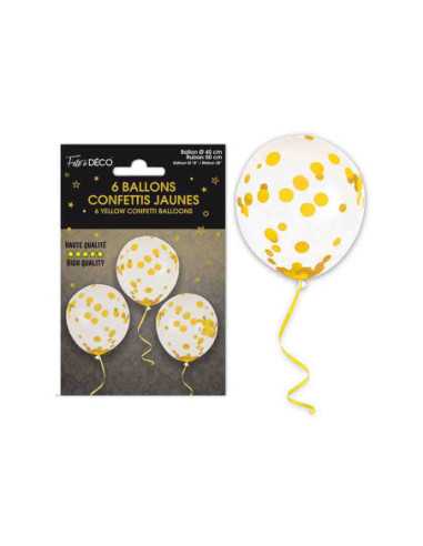 Ballons Confettis X6 Jaune