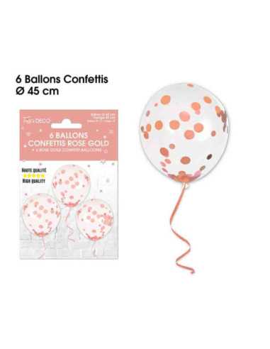 Ballons Confettis X6 Rose Gold