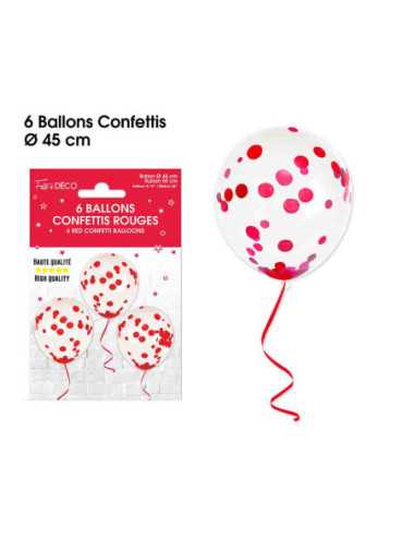 Ballons Confettis X6 Rouges