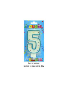 Bougie Blister Geante Bleue Chiffre 5