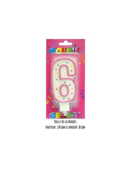 Bougie Blister Geante Rose Chiffre 6